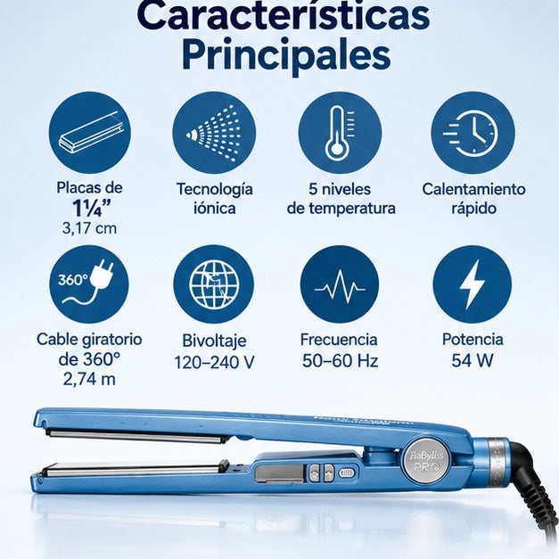 Plancha Profesional BaBylissPRO Nano Titanium Iónica