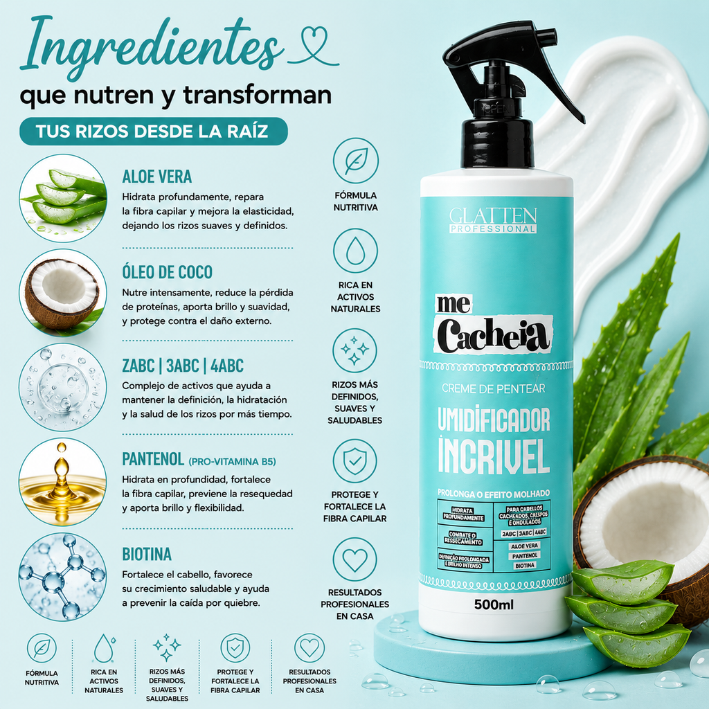 Fluido Hidratante Para Rizos Perfectos / Me Cacheia 500 ml
