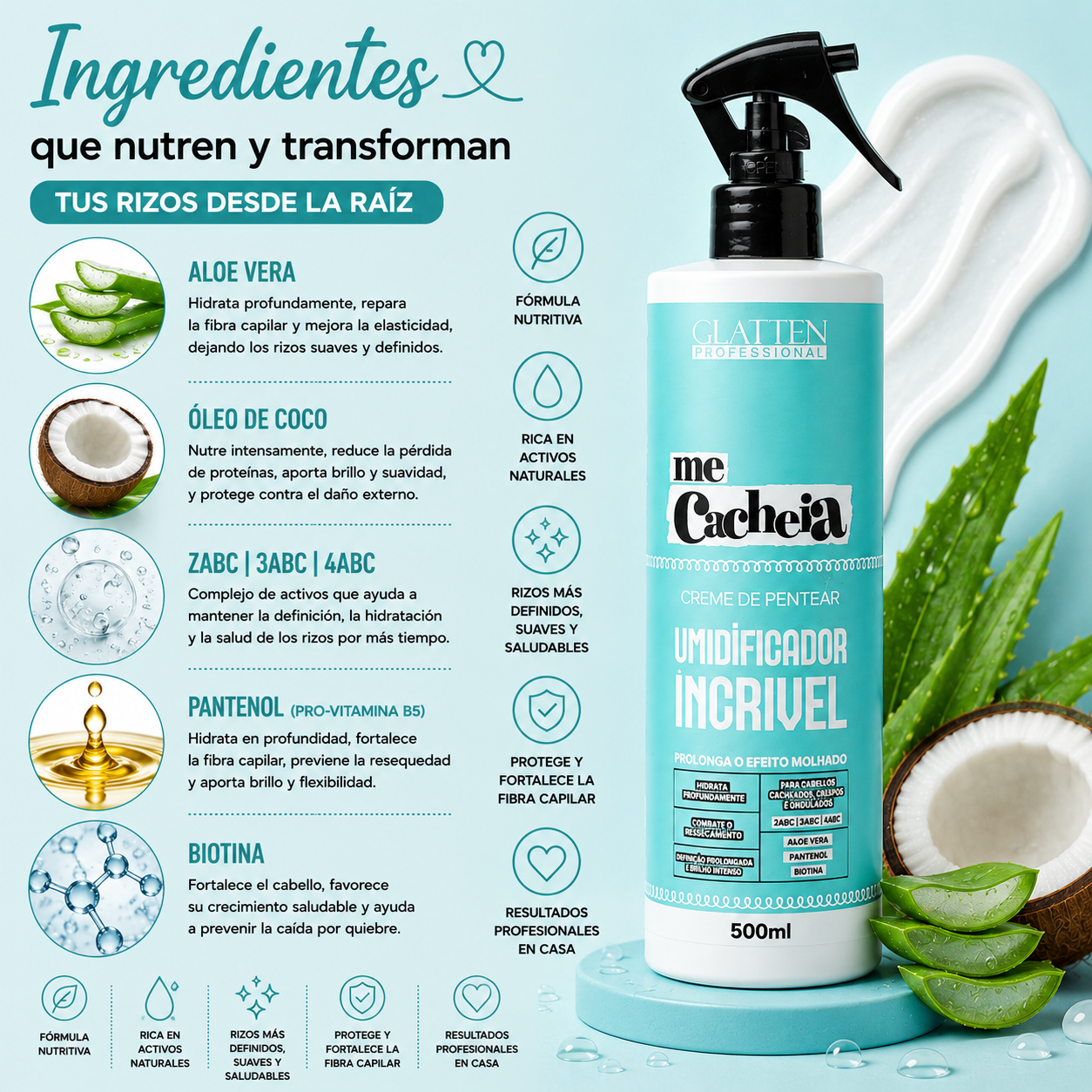 Fluido Hidratante Para Rizos Perfectos / Me Cacheia 500 ml