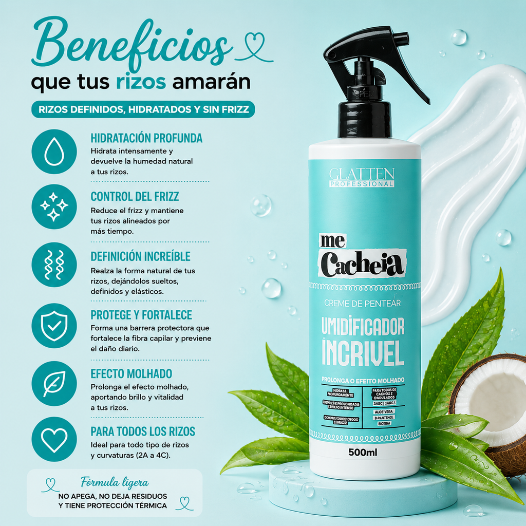 Fluido Hidratante Para Rizos Perfectos / Me Cacheia 500 ml