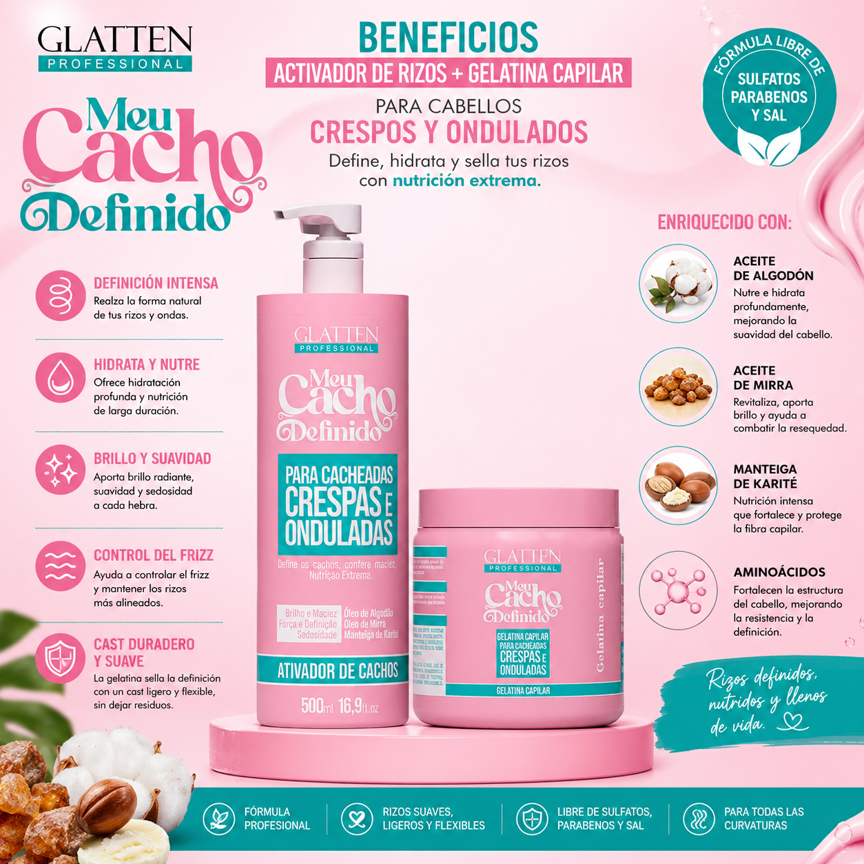 Pack Gelatina Capilar + Activador de Rizos / Meu Cacho Definido